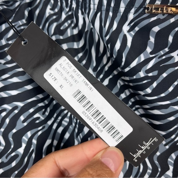 NEW Nicole Miller Skirt Swimsuit Bottom Black Zebra Print Women's Size XL - Picture 6 of 9